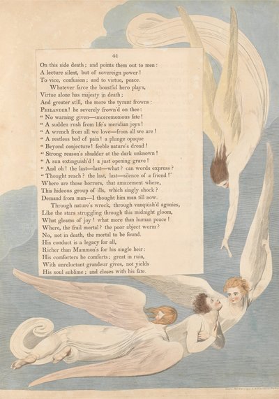 Youngs Nachtgedanken, Seite 41, Ein strahlendes Zeichen; das Sterbebett des Gerechten von William Blake